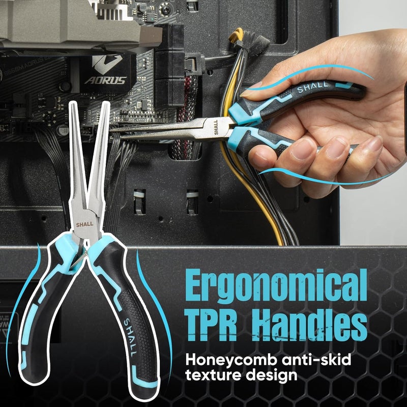 SHALL 6" Mini Needle Nose Pliers, Long Nose Pliers w/Comfort Grip Handles & Non-Serrated Drop Forged Steel Jaws, Small Needle Nose Pliers for Jewelry Making, Wire Wrapping, Crafts, Electronic Repair - Image 5